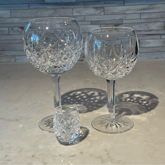 Waterford Lismore Balloon Wineglasses and Shotglass Bundle